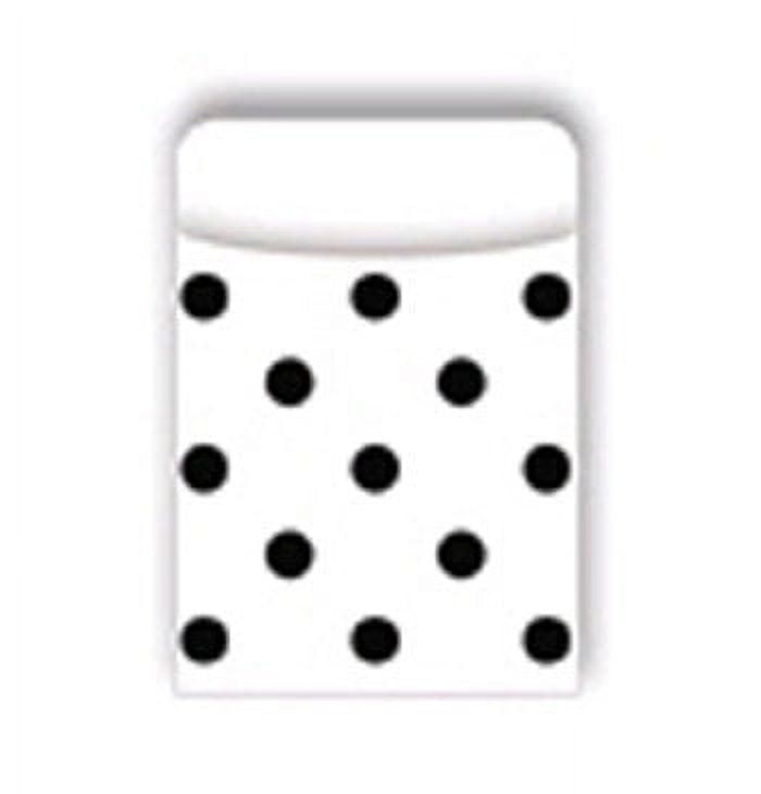 Barker Creek Peel & Stick Library Pockets, Black & White Dots, Great for Holding Library, Index, and Flash Cards, Hall Passes, Recipes, and More! 3-1/2 x 5-1/8, 30 per Pkg (1213)